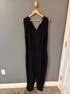 Lou & Grey Black Sleeveless Drawstring Waist Jumpsuit